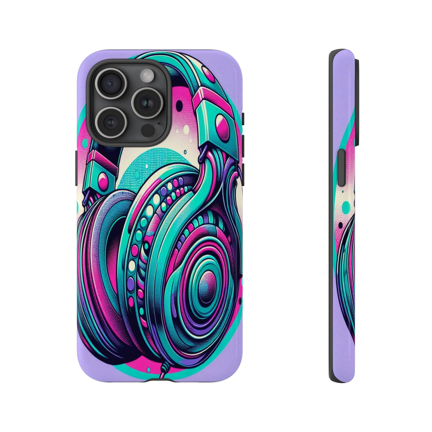 Custom ProtectiveHeadphone Vibes in Electric ColorsIphone Case Compatible With Iphone 16 15 14 - Phone Cover