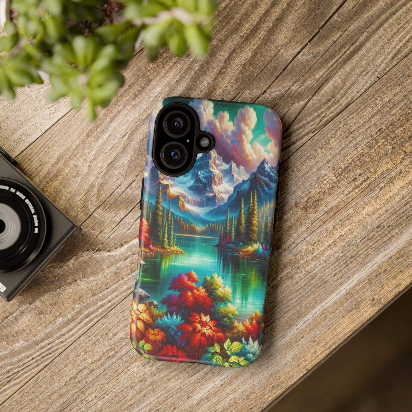 Colorful Mountain Lake Scene - Phone Case