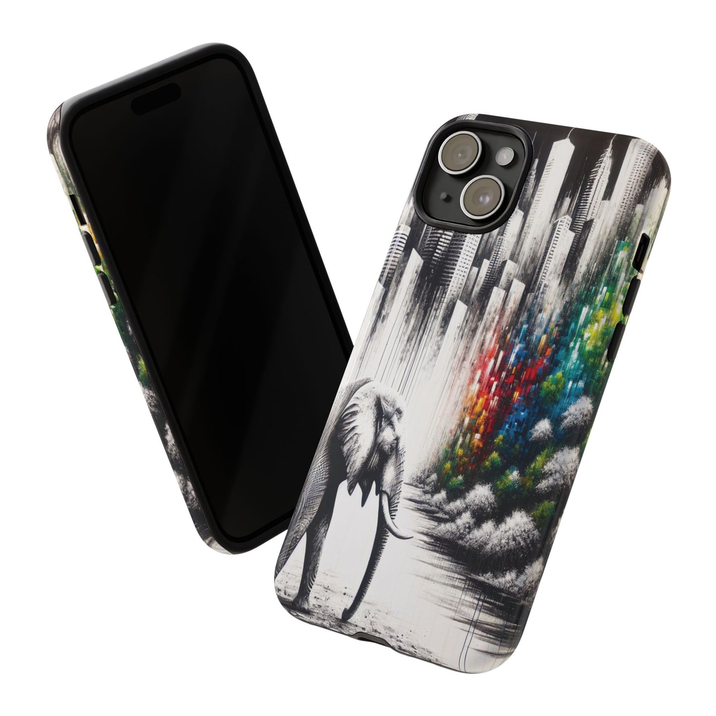 Protective Elephant's Journey Through the Cityscape Iphone Case Compatible With Iphone 16 15 14 - Phone Cover