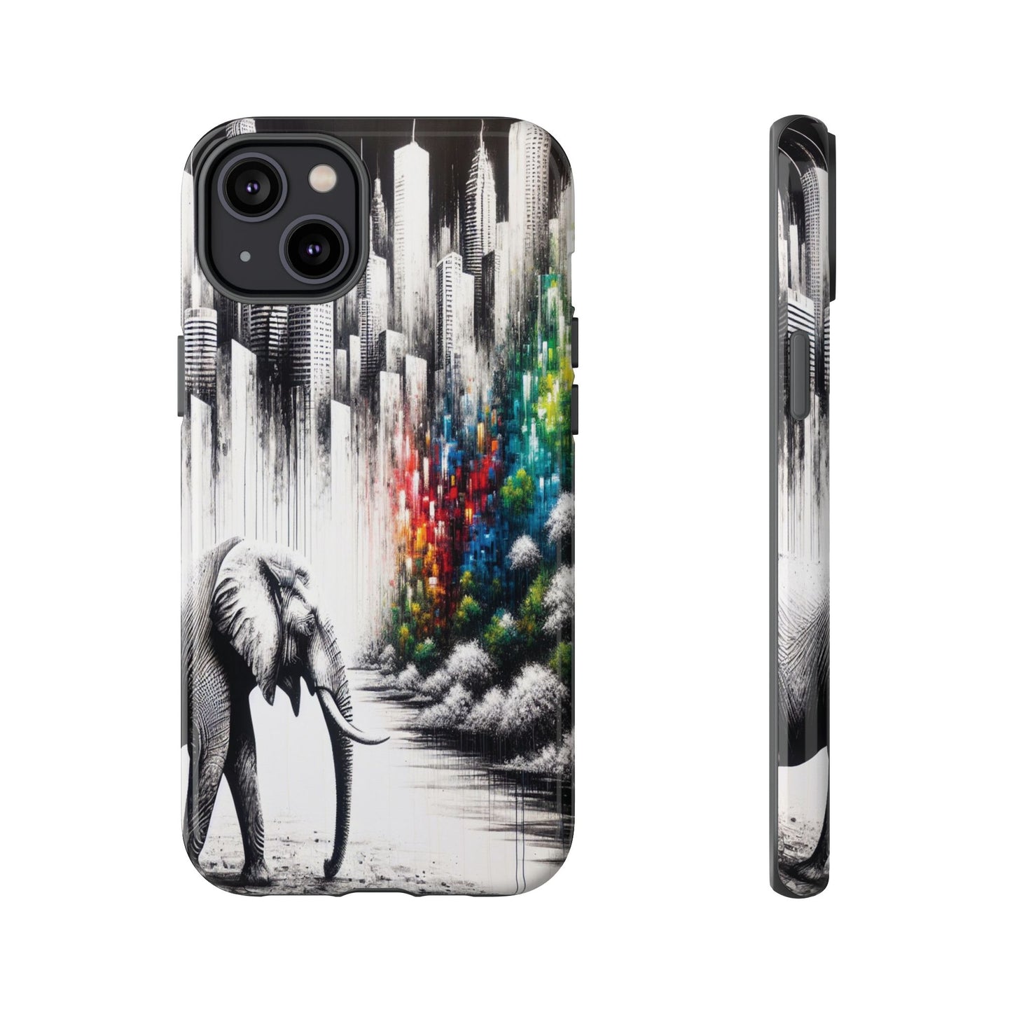 Protective Elephant's Journey Through the Cityscape Iphone Case Compatible With Iphone 16 15 14 - Phone Cover