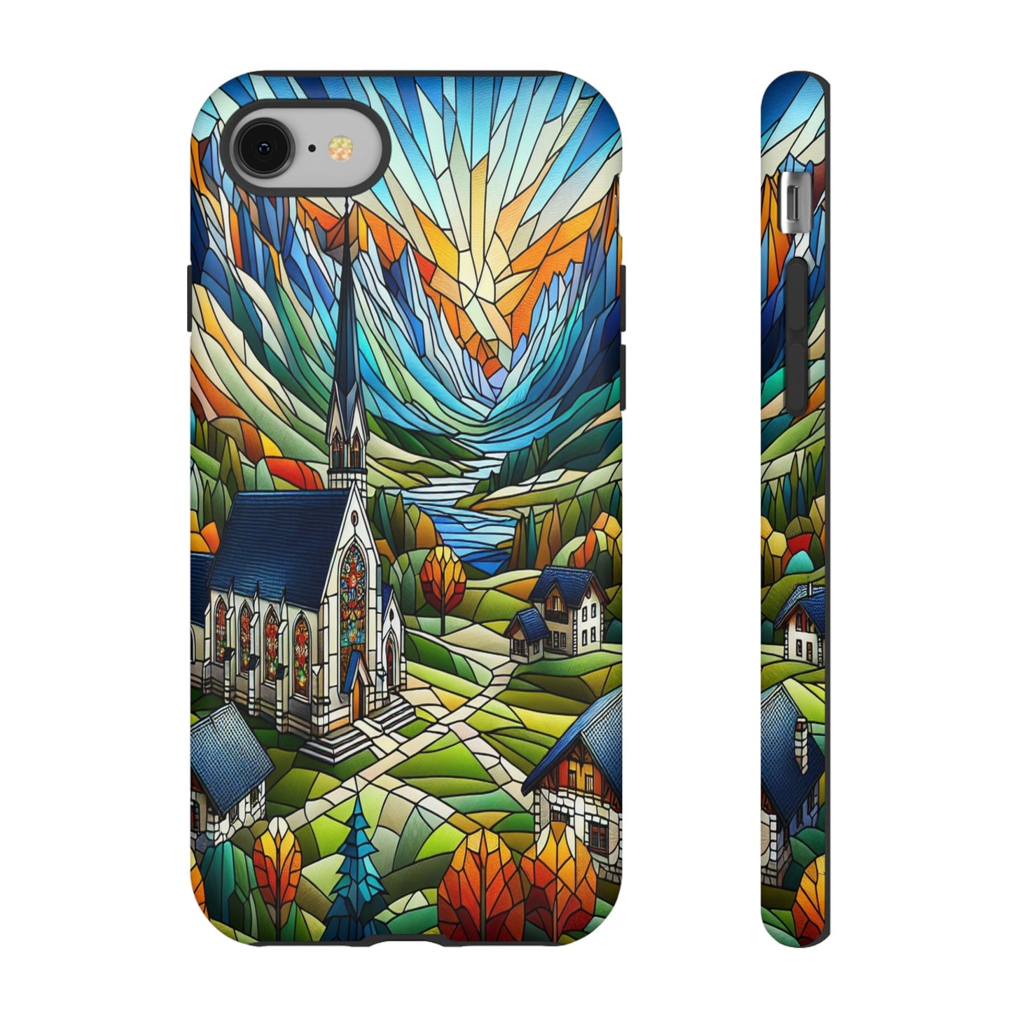 Stained Glass Countryside Scene - Phone Case