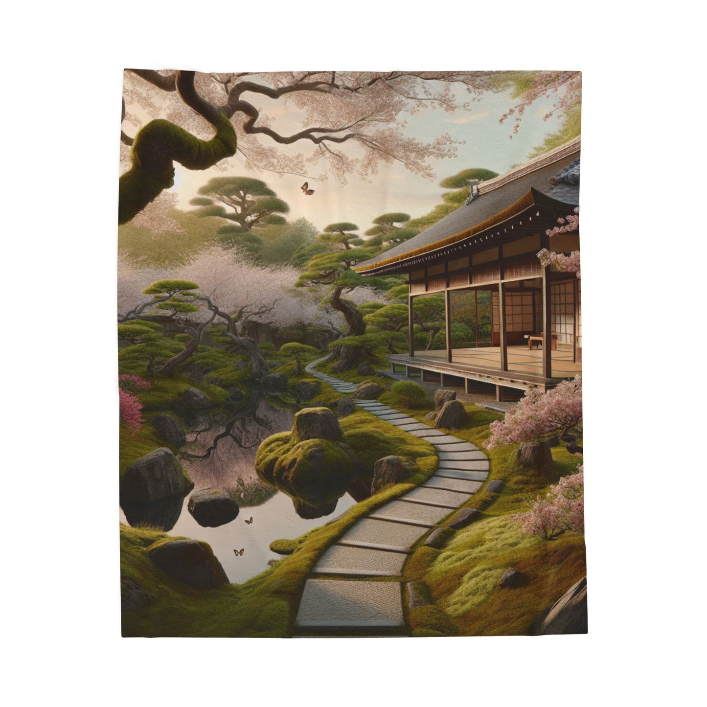 Tranquil Garden Pathway- Plush Blanket
