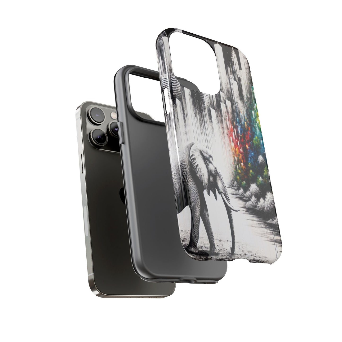 Protective Elephant's Journey Through the Cityscape Iphone Case Compatible With Iphone 16 15 14 - Phone Cover