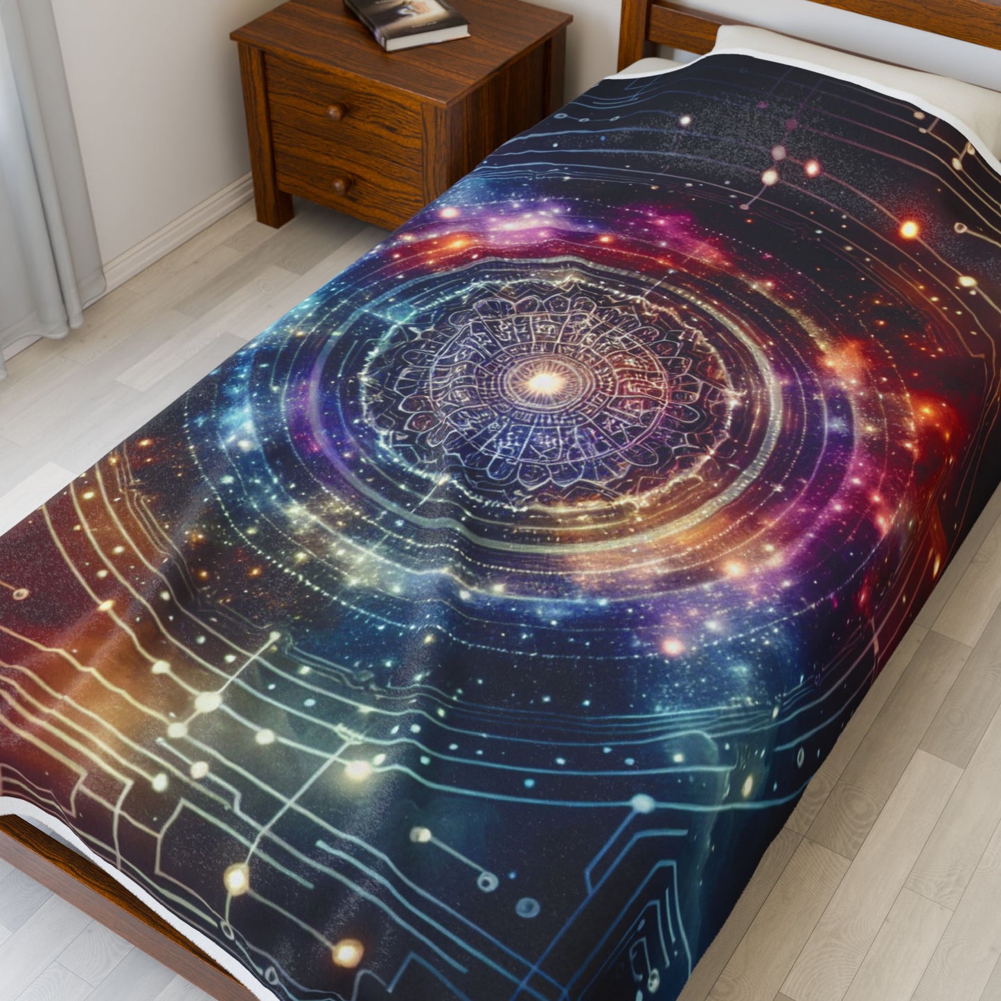 Galactic Mandala Illuminations - Plush Blanket