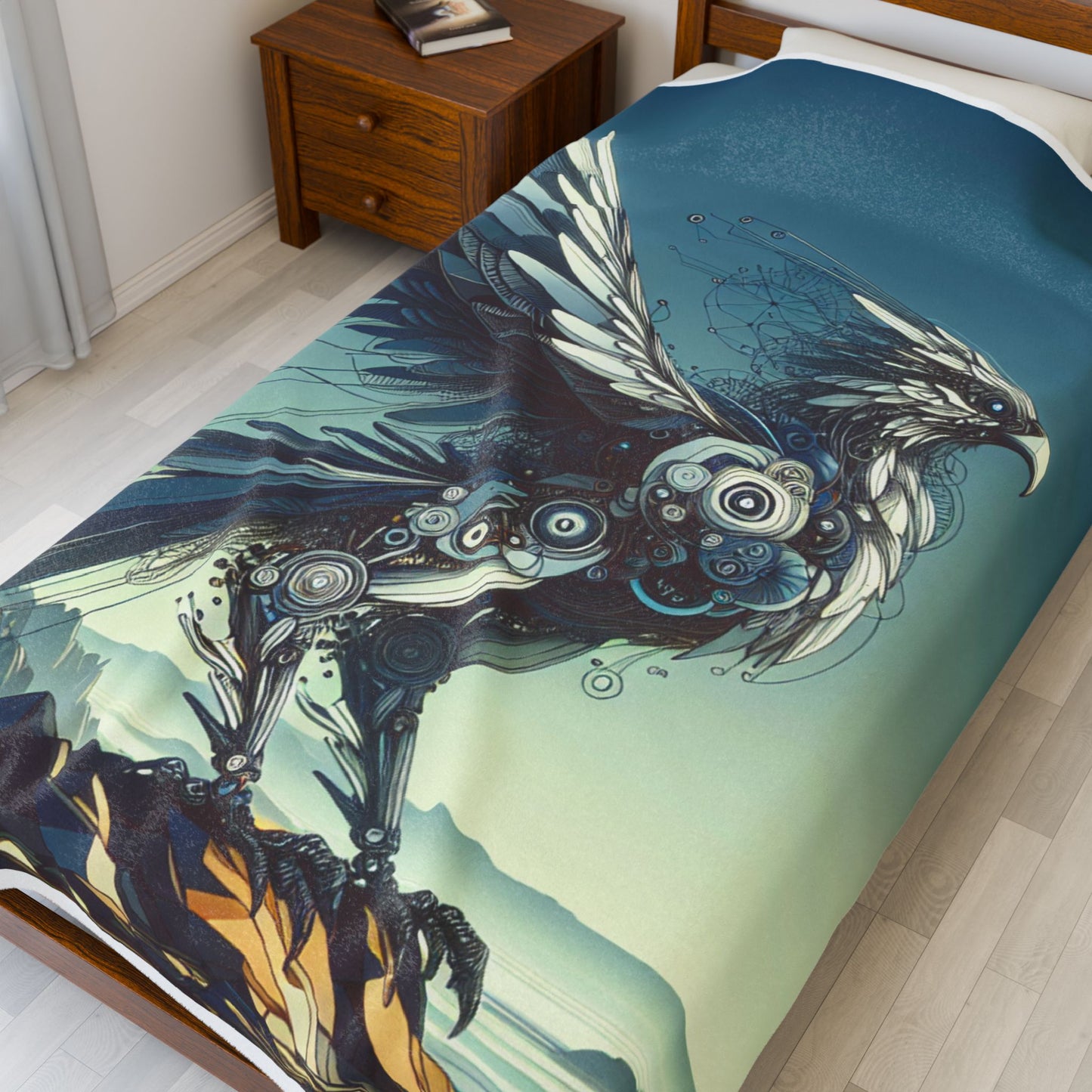 Mechanical Phoenix at Dawn - Plush Blanket