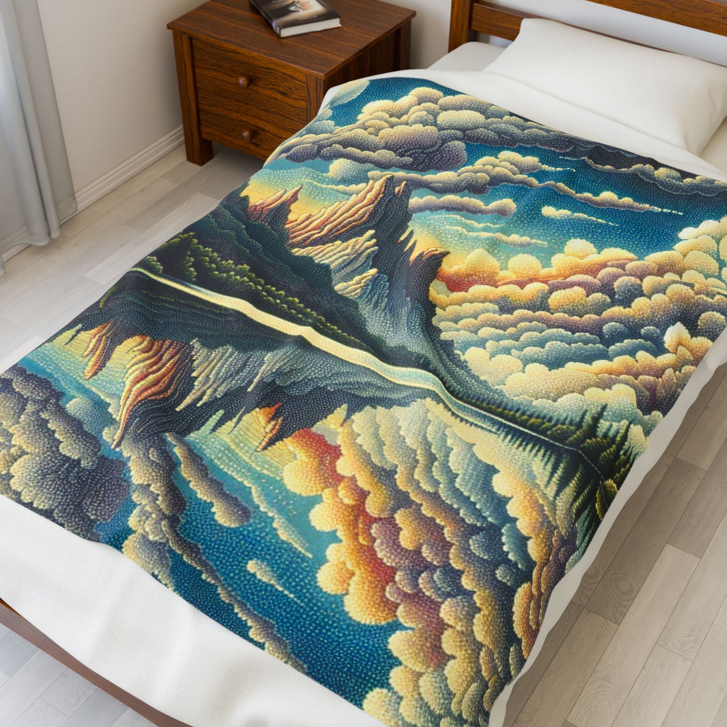 Majestic Lakeside Vista - Plush Blanket