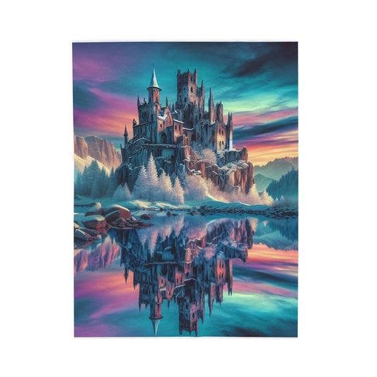 Winter Castle at Lakeside - Plush Blanket