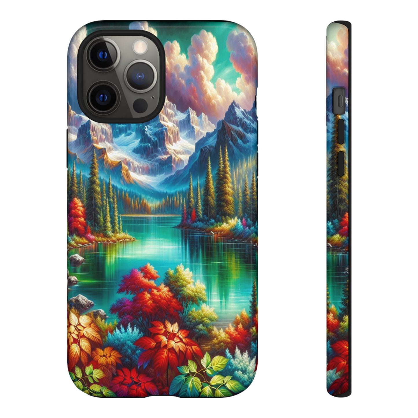 Colorful Mountain Lake Scene - Phone Case