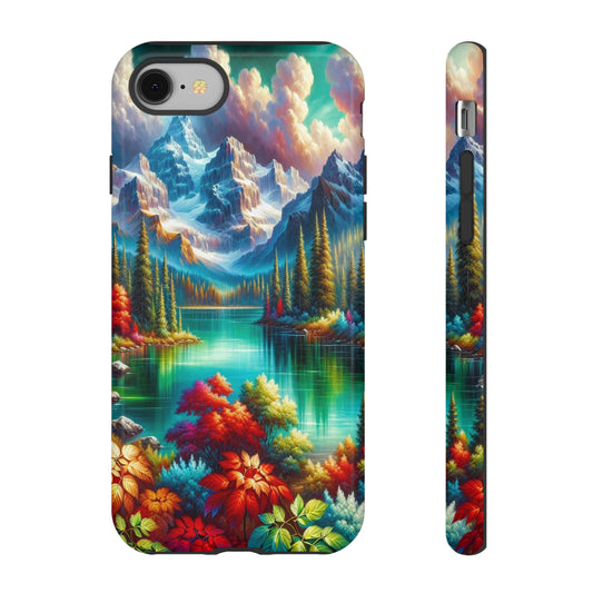 Colorful Mountain Lake Scene - Phone Case