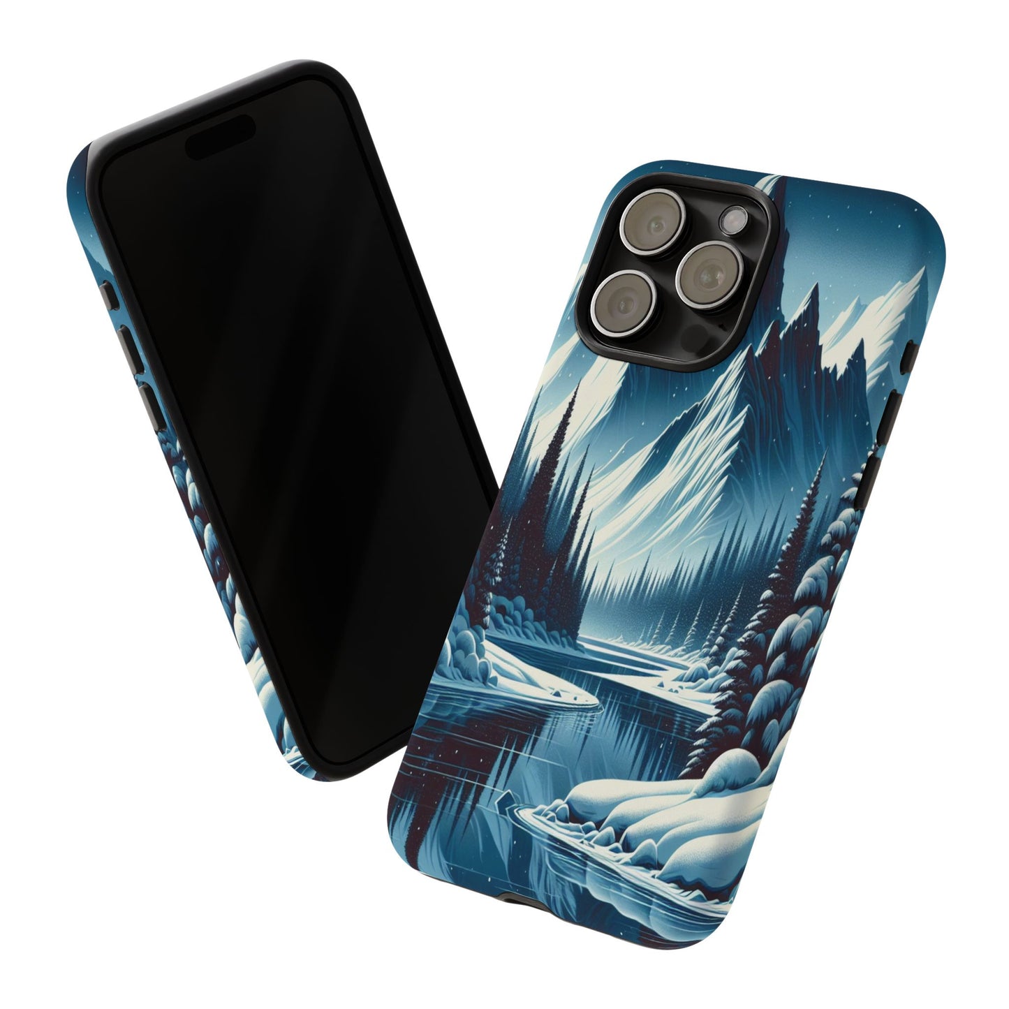 Frozen Peaks and Icy Reflections - Phone Case