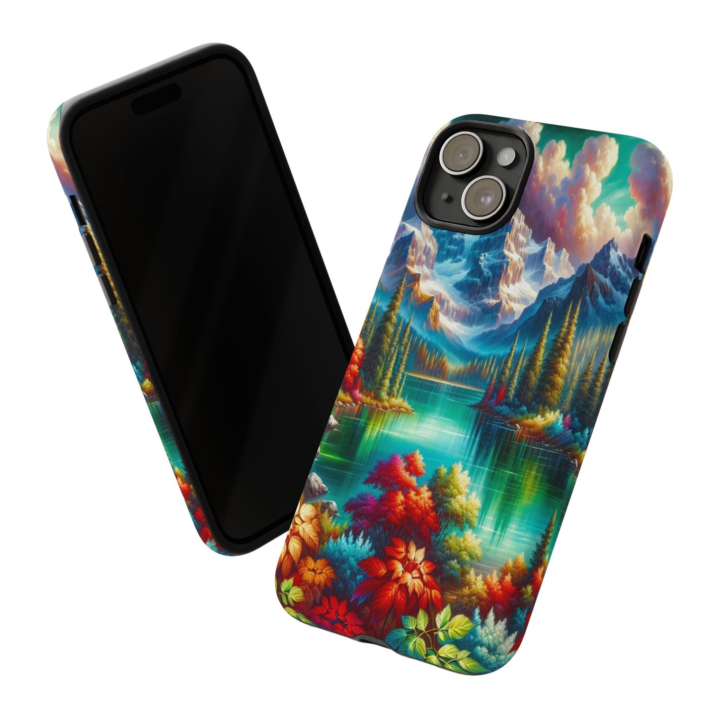 Colorful Mountain Lake Scene - Phone Case