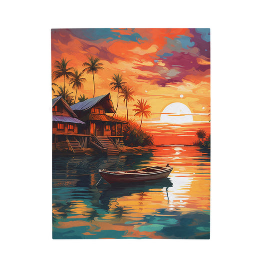 Tropical Sunset Serenity- Plush Blanket