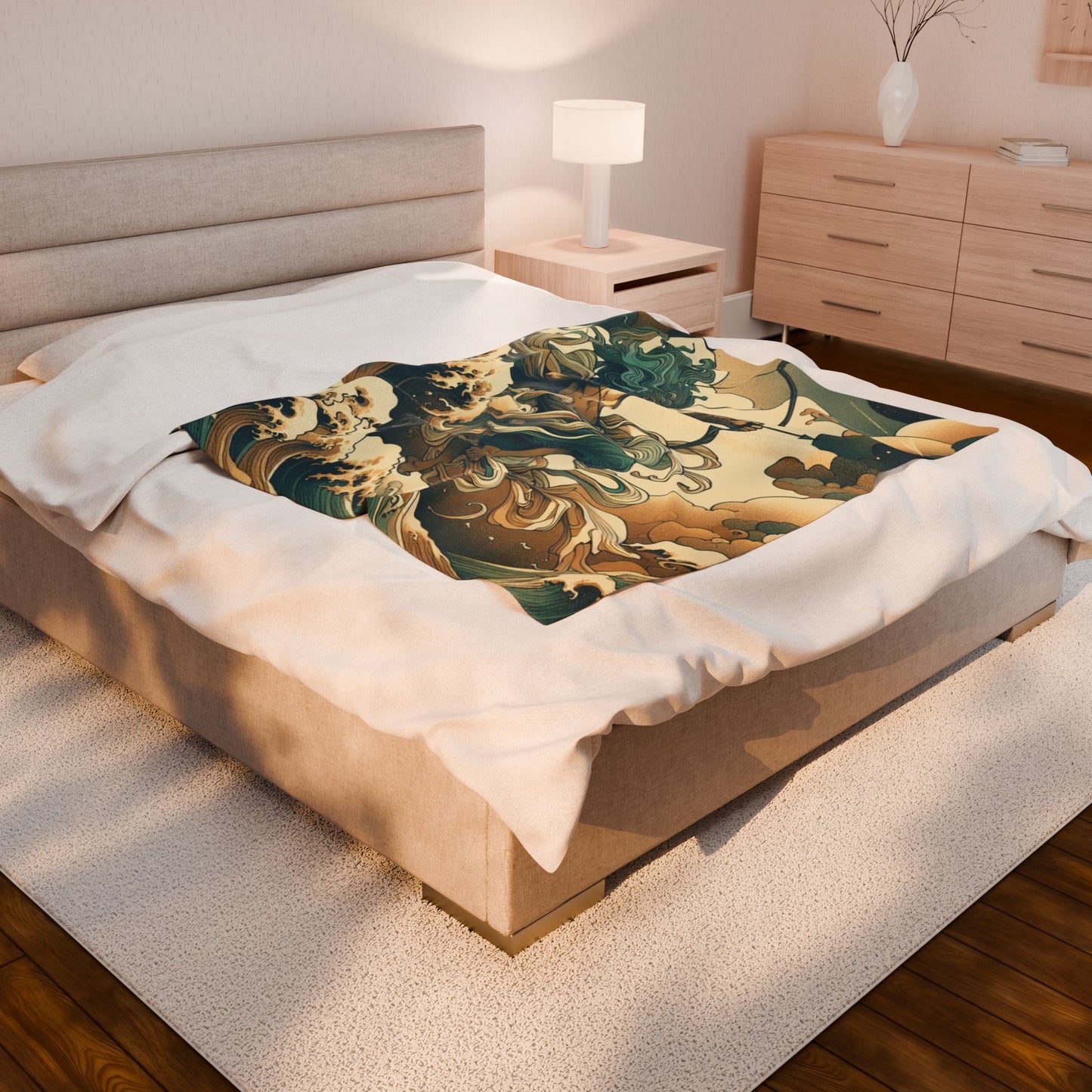 Celestial Archer in Ocean Waves - Plush Blanket