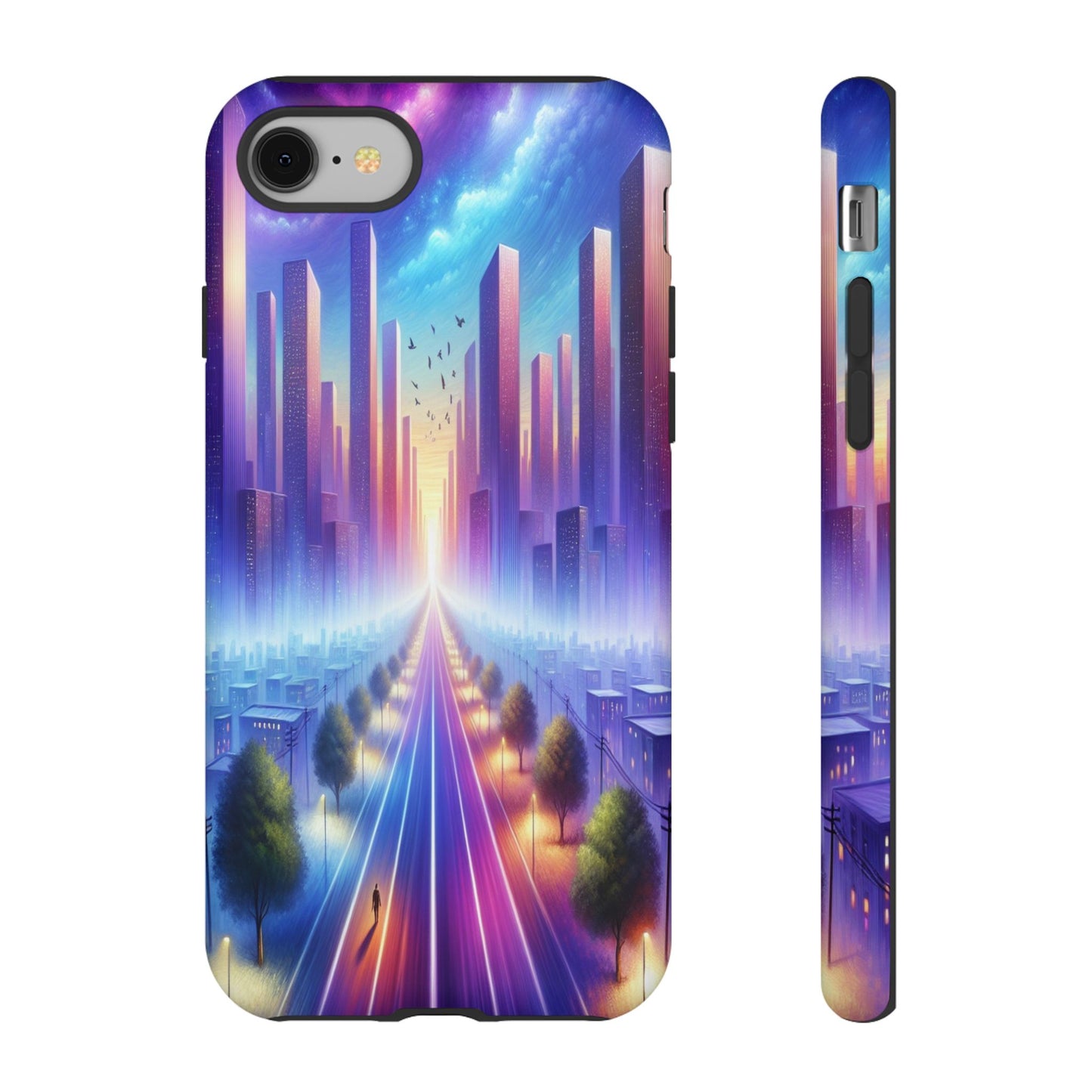 Journey into the Luminous Cityscape - Phone Case