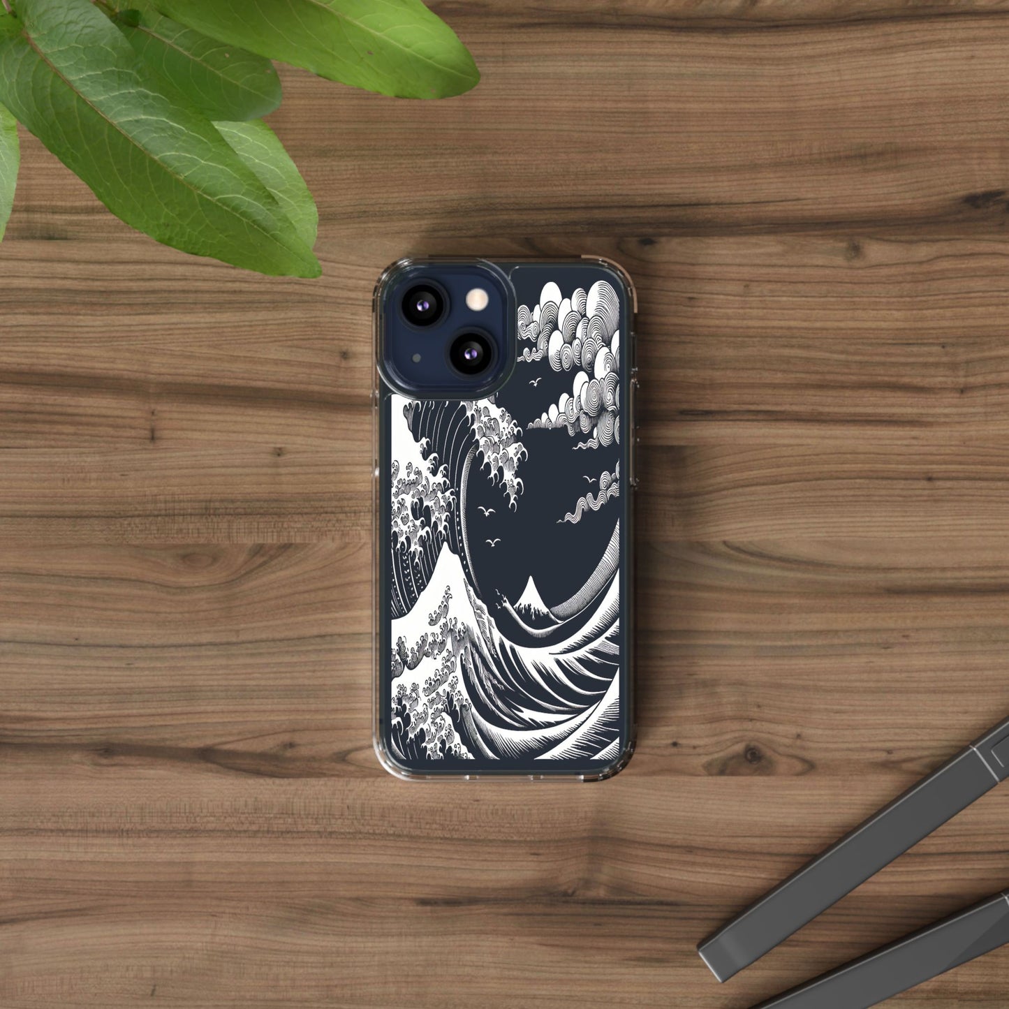 Transparent Waves and Mountains Iphone Case Compatible With Iphone 16 15 14 - Clear Phone Cover