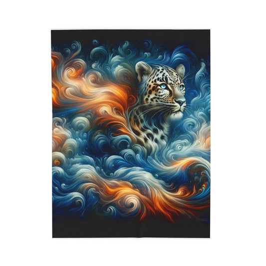 Feline in a Whirlwind of Shades - Plush Blanket