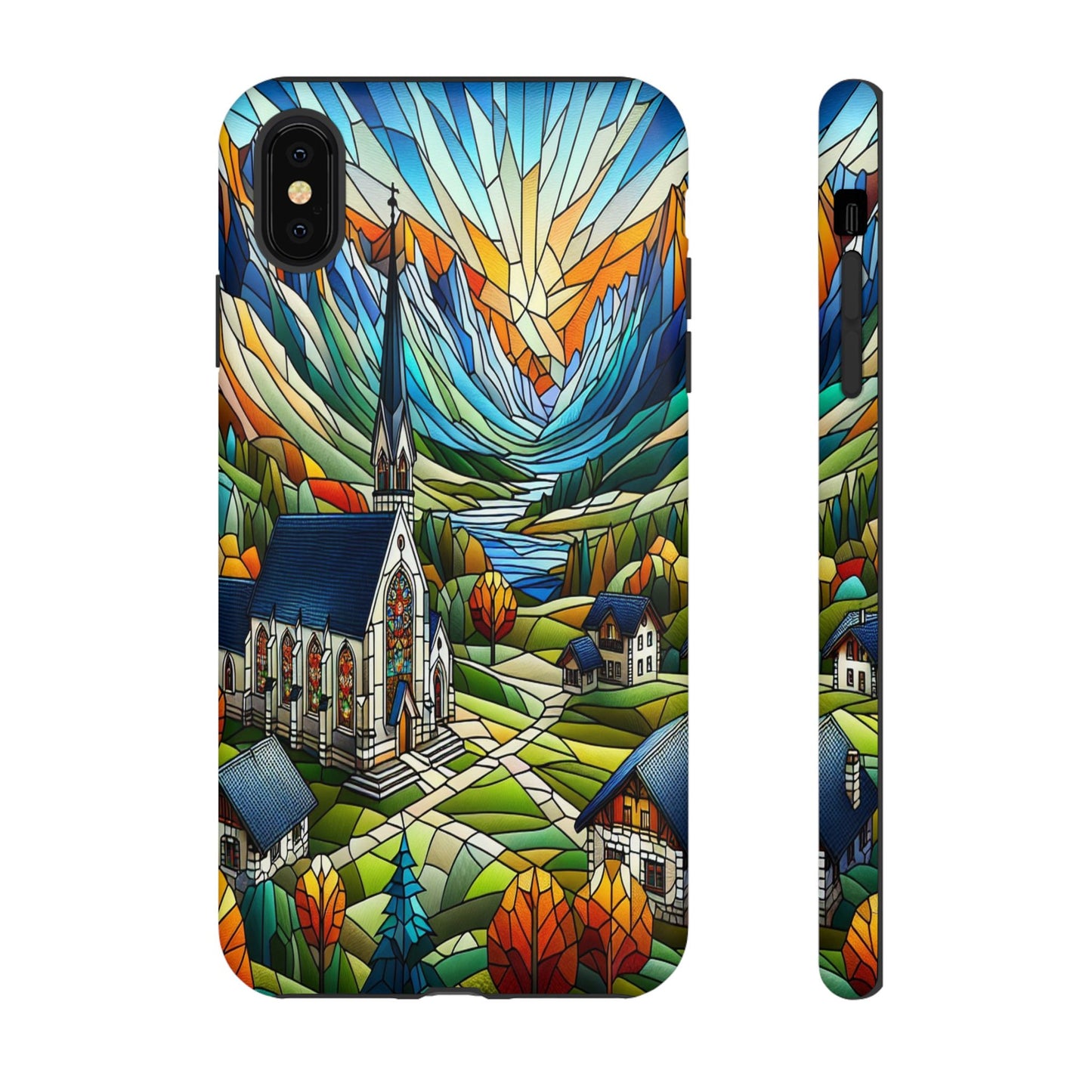 Stained Glass Countryside Scene - Phone Case