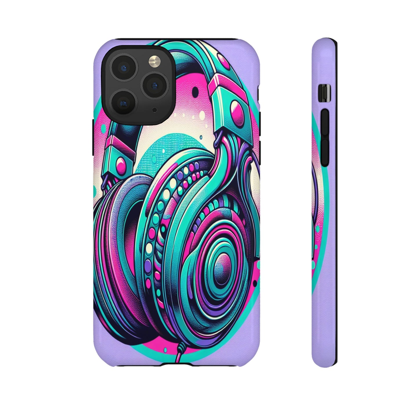 Custom ProtectiveHeadphone Vibes in Electric ColorsIphone Case Compatible With Iphone 16 15 14 - Phone Cover