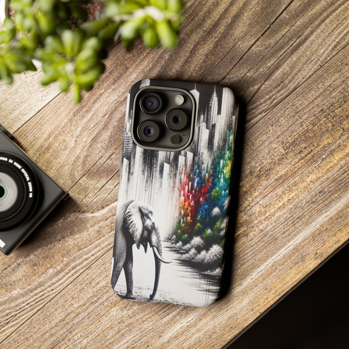 Protective Elephant's Journey Through the Cityscape Iphone Case Compatible With Iphone 16 15 14 - Phone Cover