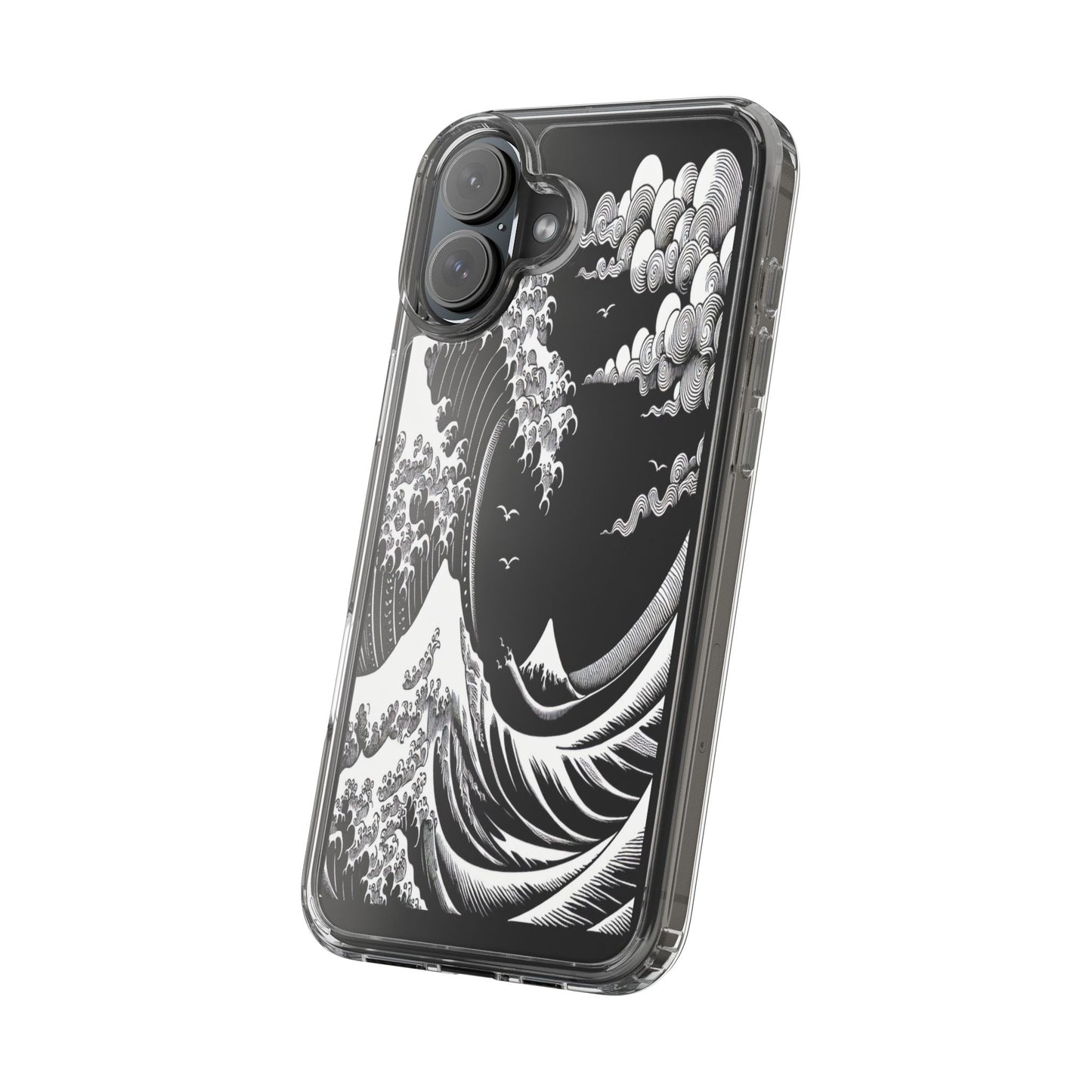 Transparent Waves and Mountains Iphone Case Compatible With Iphone 16 15 14 - Clear Phone Cover