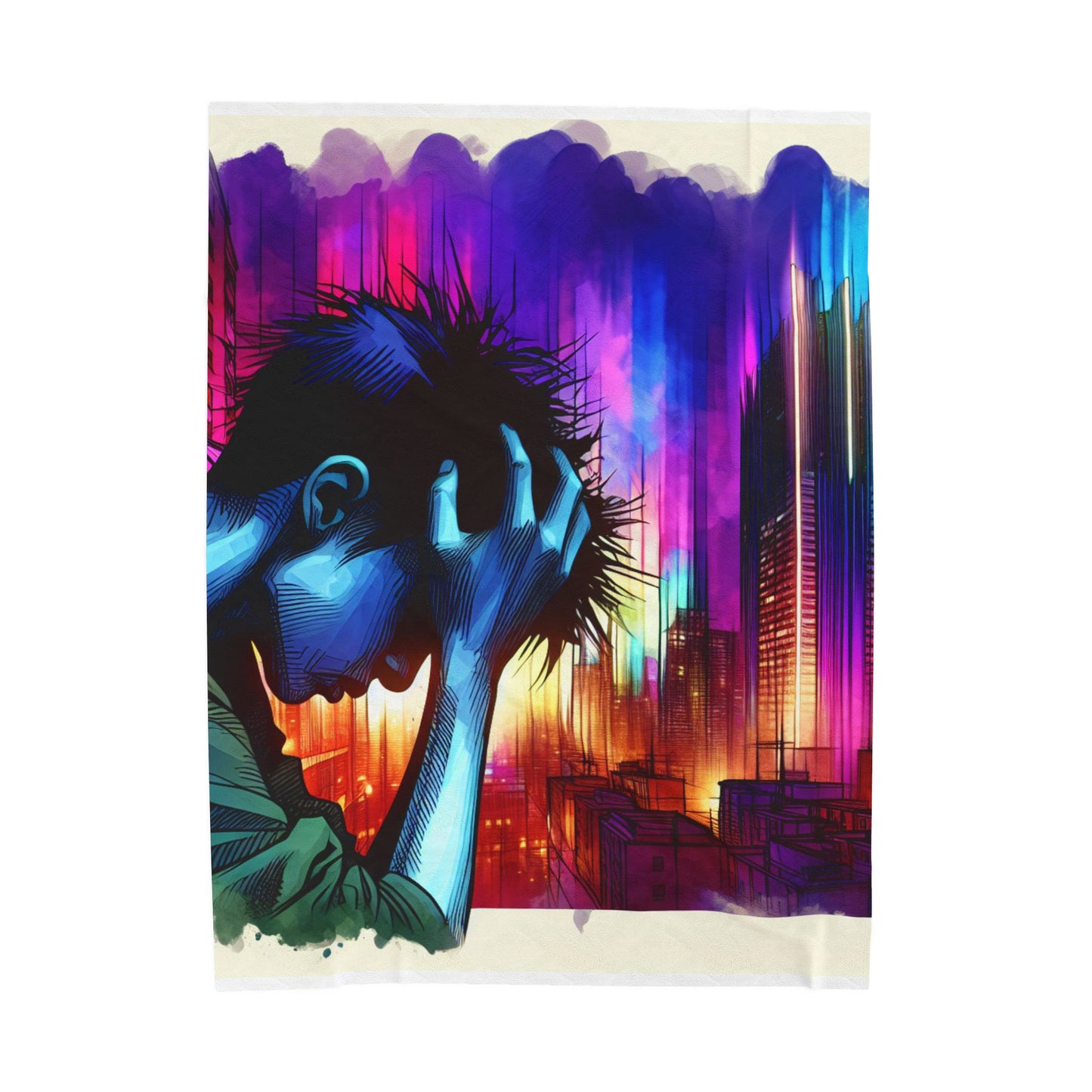 City Lights Contemplation - Plush Blanket
