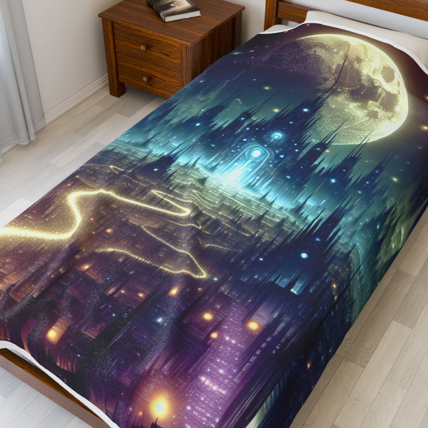 Fantasy Citadel Under the Moon - Plush Blanket