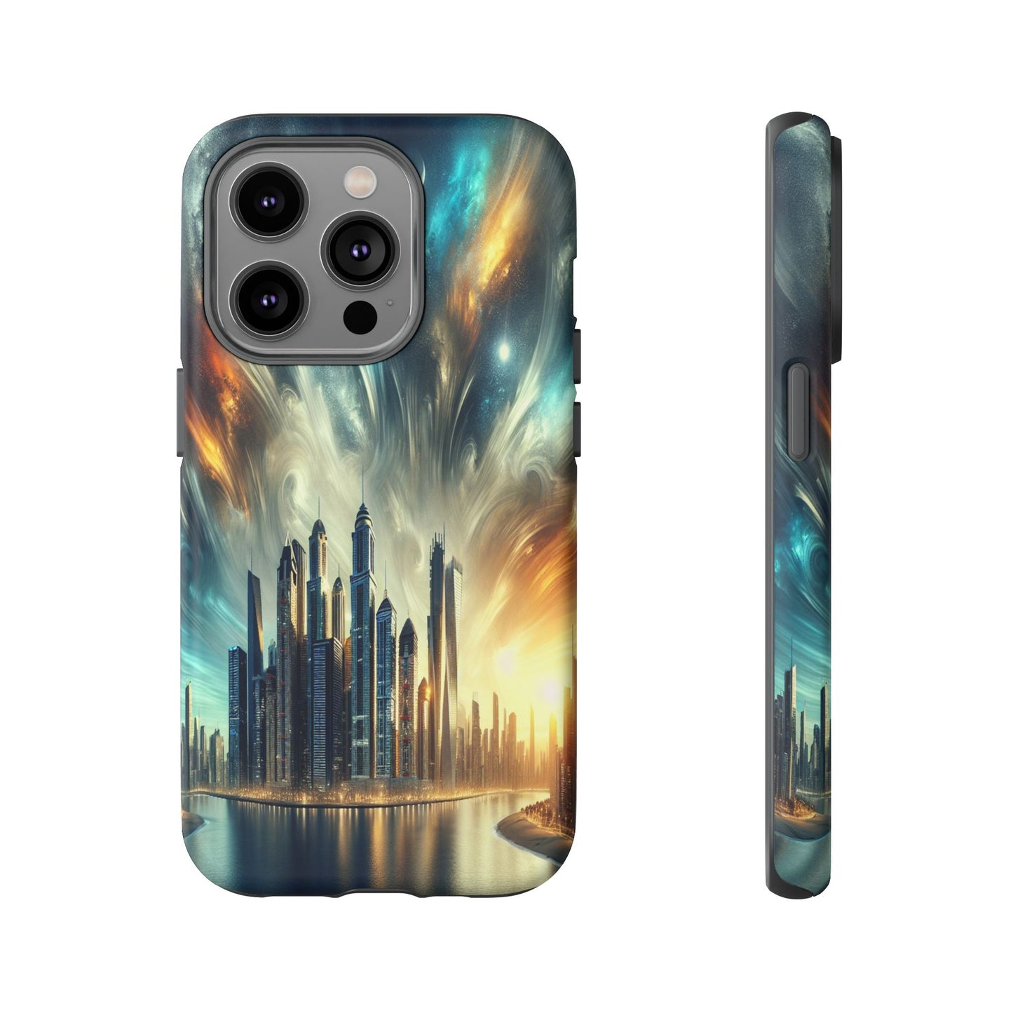 Cityscape under Celestial Tapestry - Phone Case