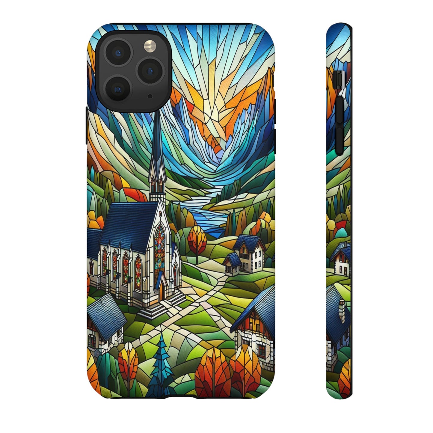 Stained Glass Countryside Scene - Phone Case