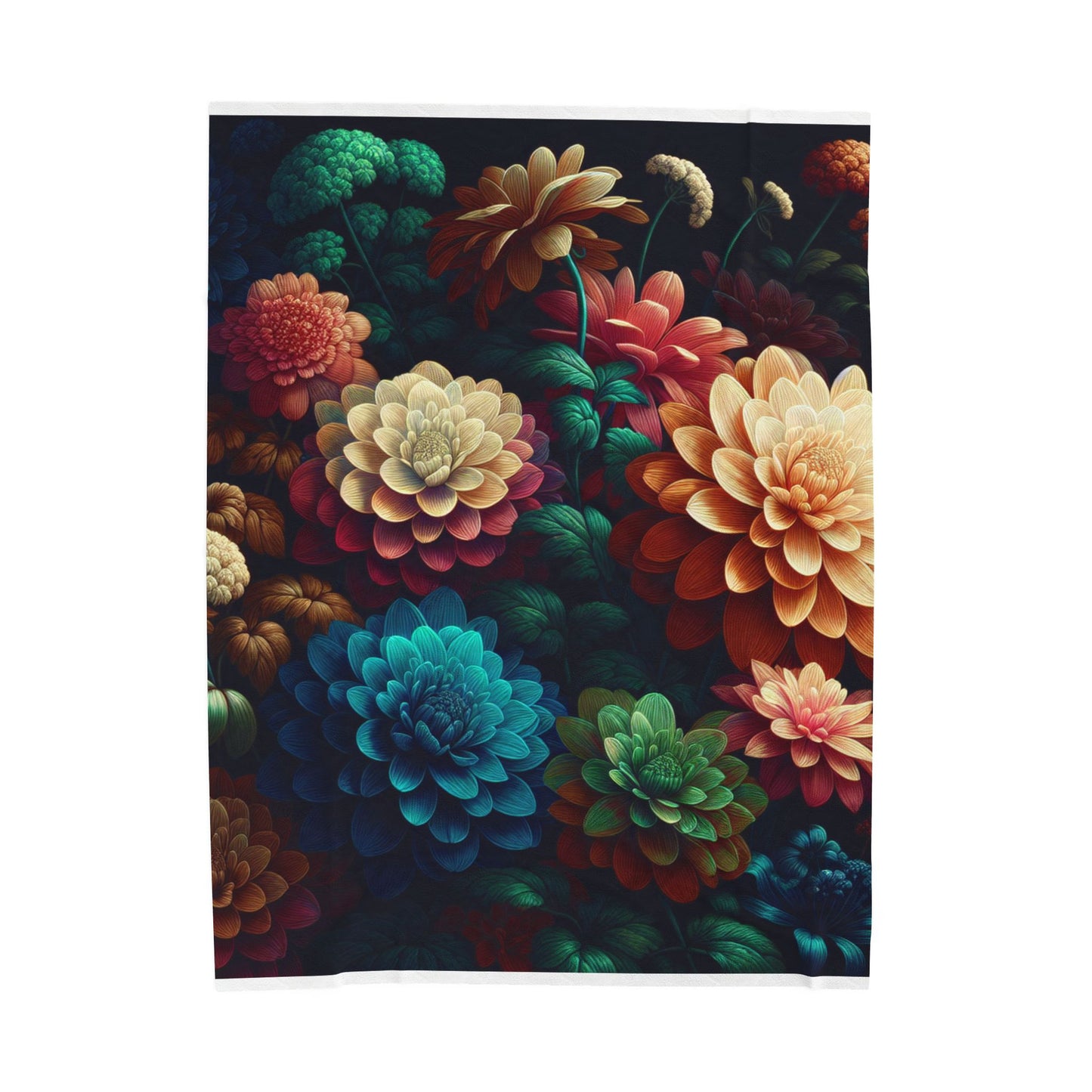 Garden of Nightfall Blooms - Plush Blanket
