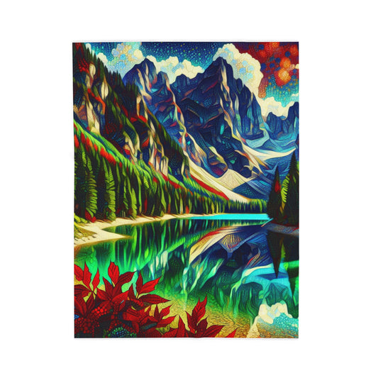 Mountain Reflections in a Kaleidoscope of Shades - Plush Blanket