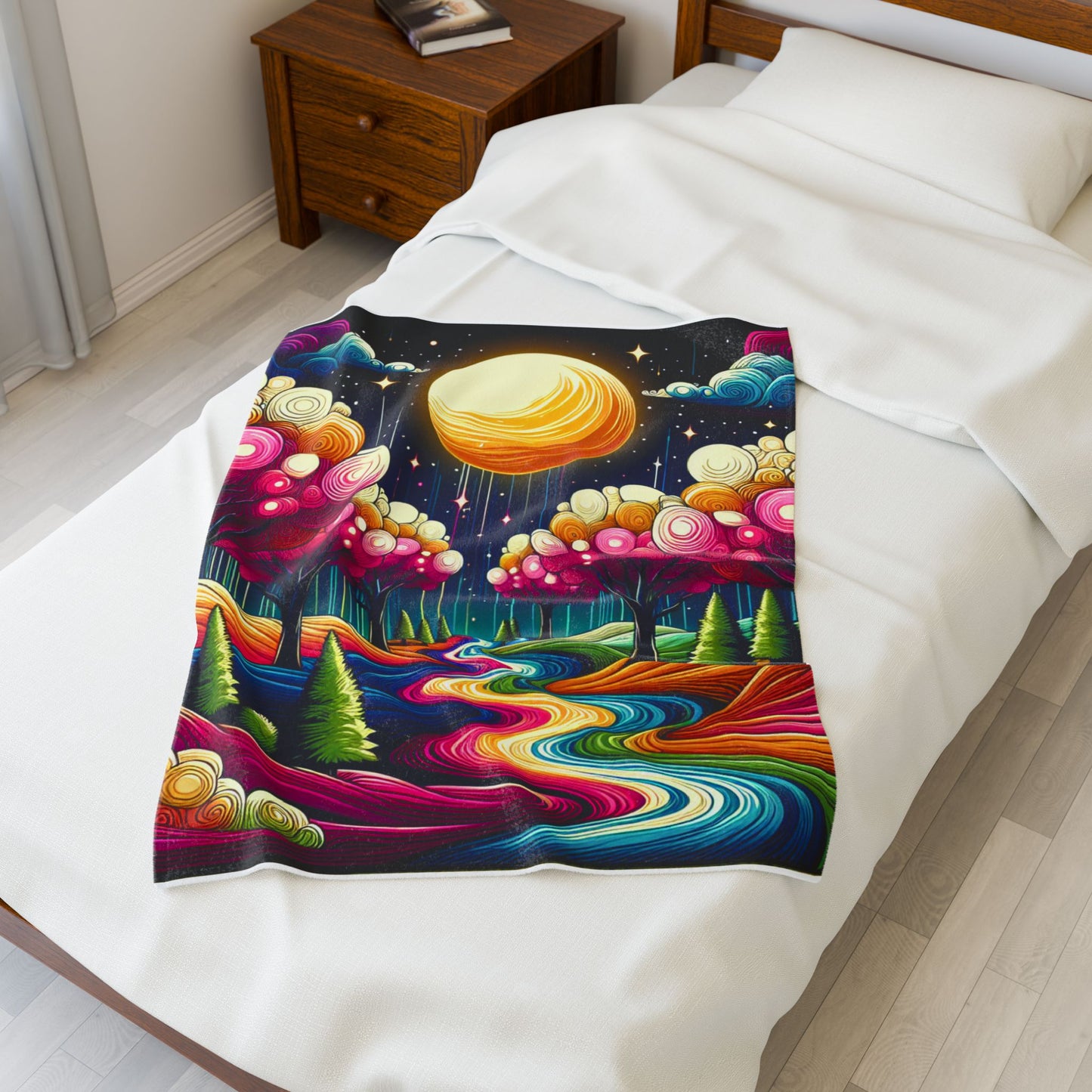 Moonlit Fantasy Forest - Plush Blanket