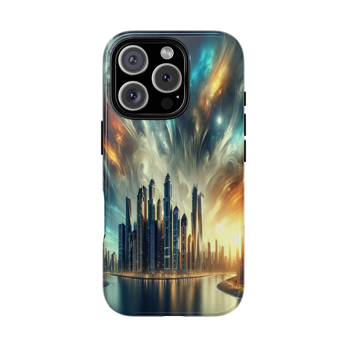 Cityscape under Celestial Tapestry - Phone Case