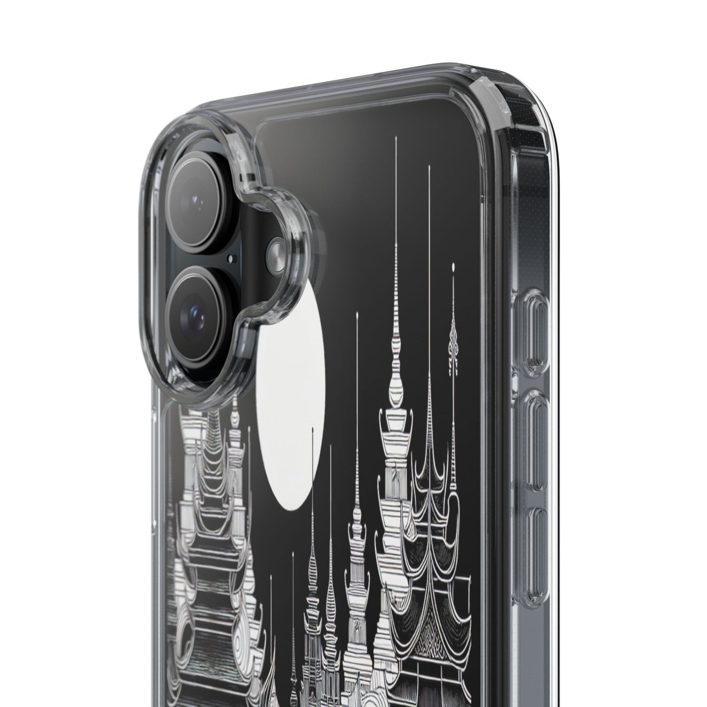 Transparent Temple Silhouette Under Bright Moon Iphone Case Compatible With Iphone 16 15 14 - Clear Phone Cover