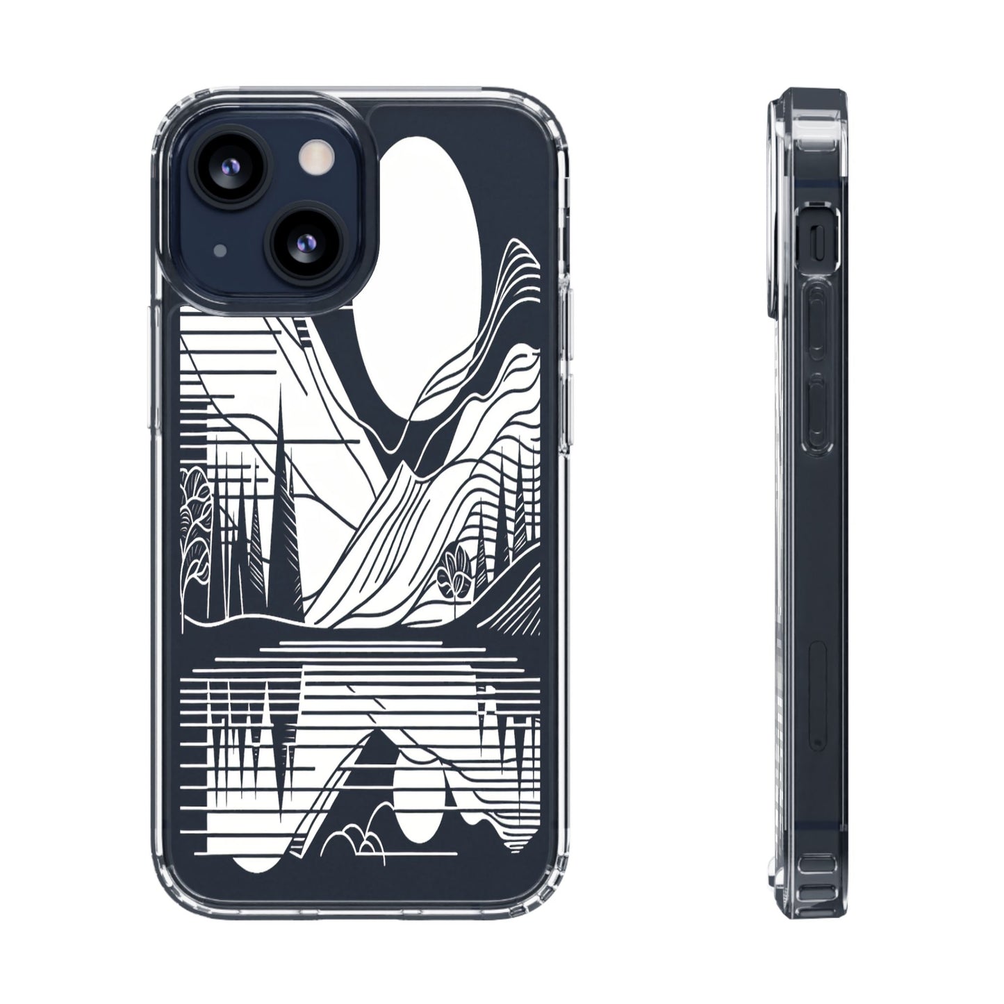 Transparent Lines and Landscape Iphone Case Compatible With Iphone 16 15 14 - Clear Phone Cover