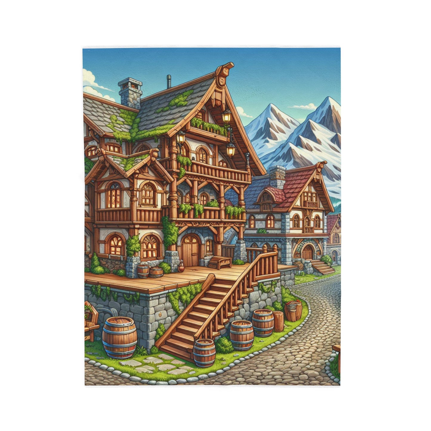 Alpine Hamlet Charm- Plush Blanket