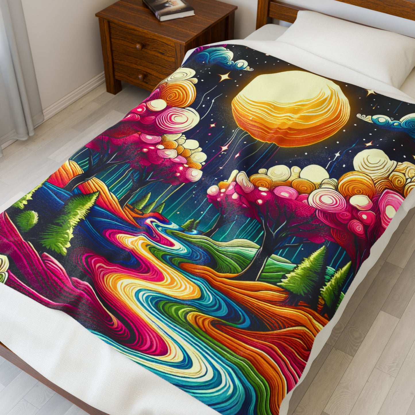 Moonlit Fantasy Forest - Plush Blanket