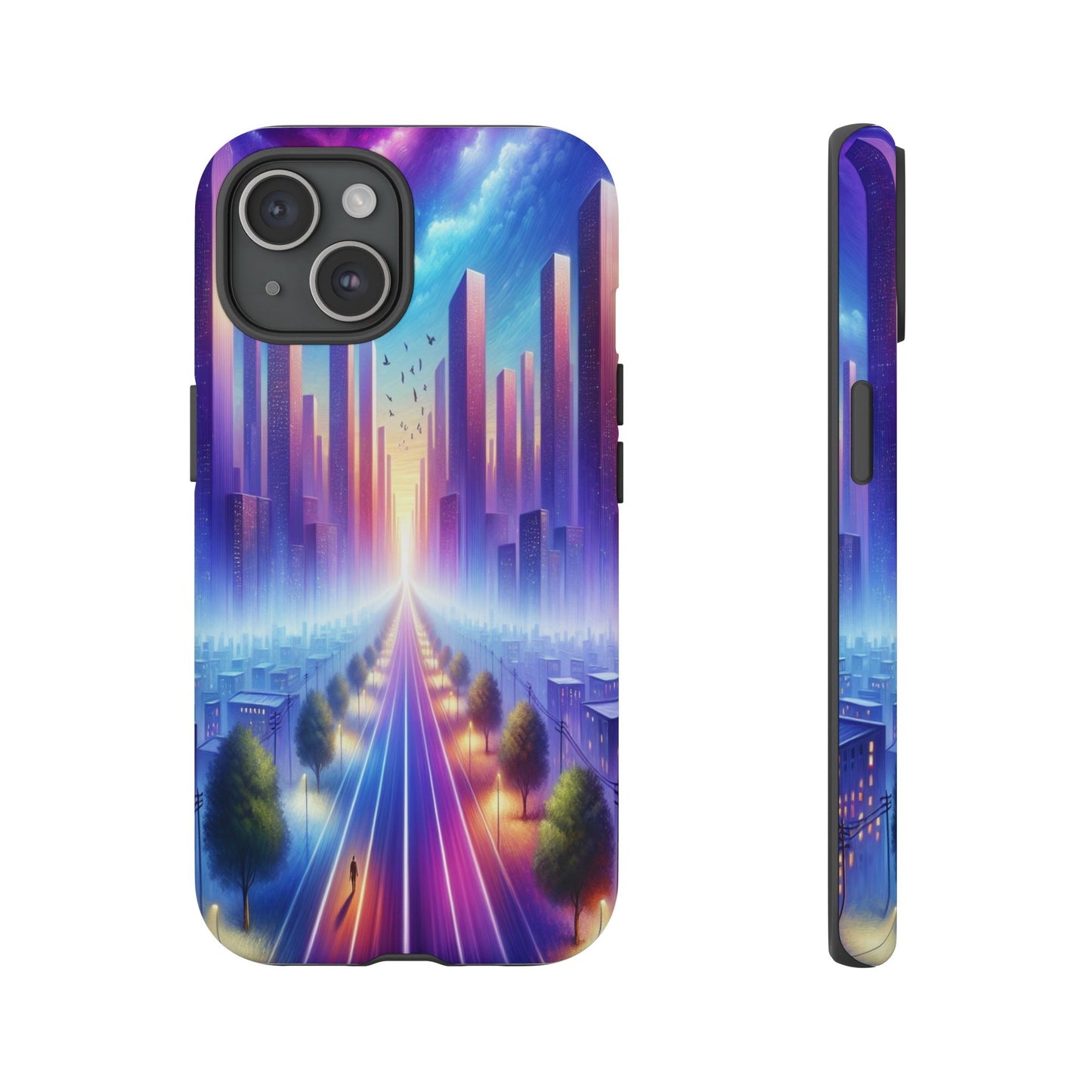 Journey into the Luminous Cityscape - Phone Case