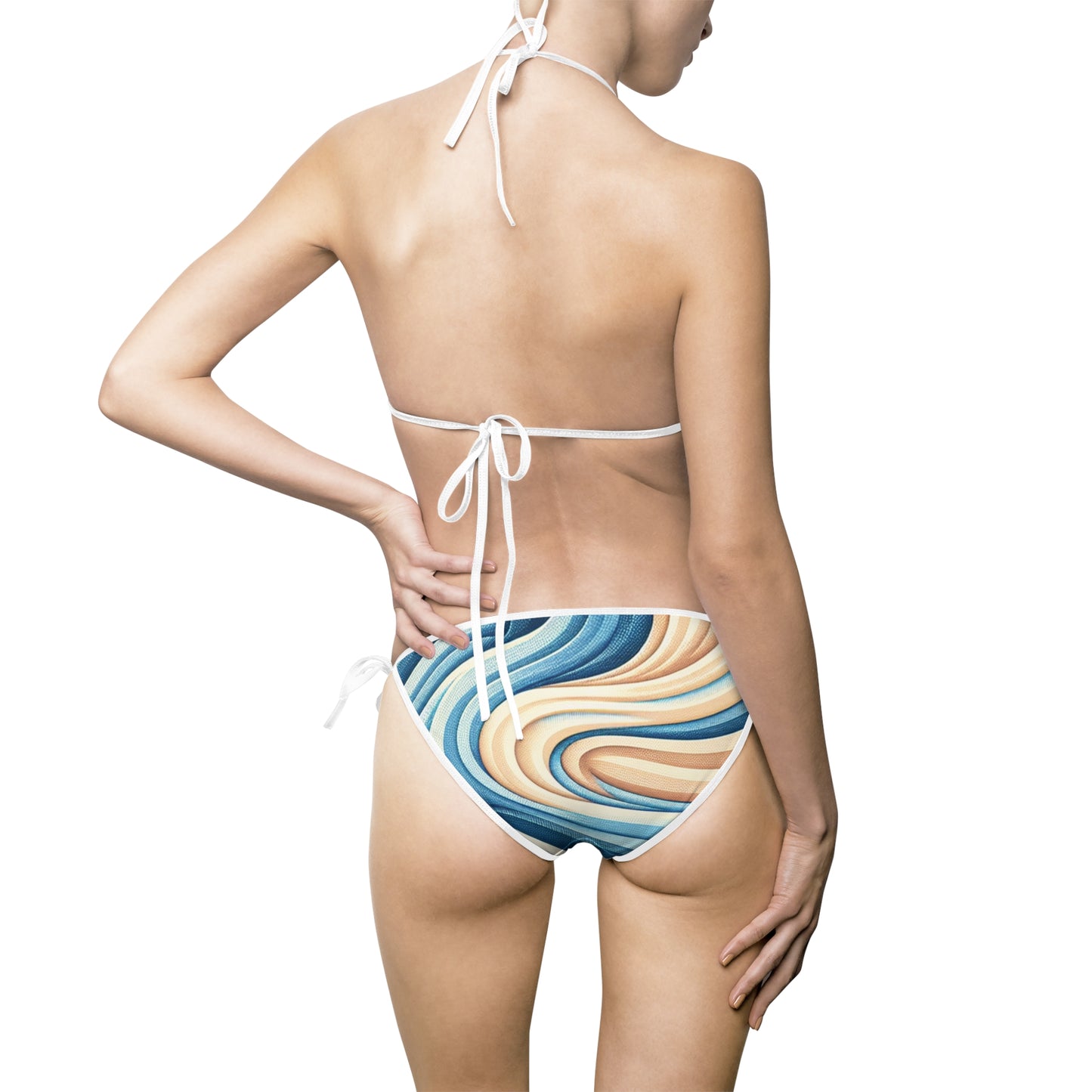 Women's Swirling Sands and Azure Waves Bikini Swimsuit