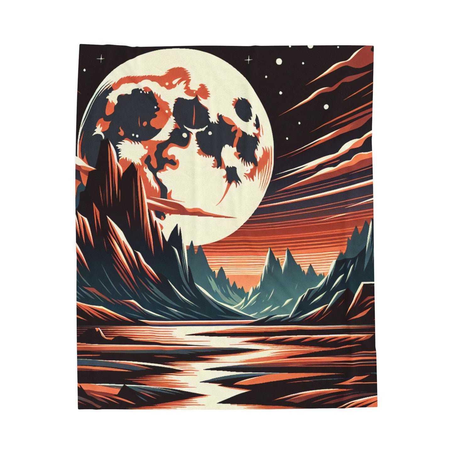 Lunar Landscape Reflections - Plush Blanket