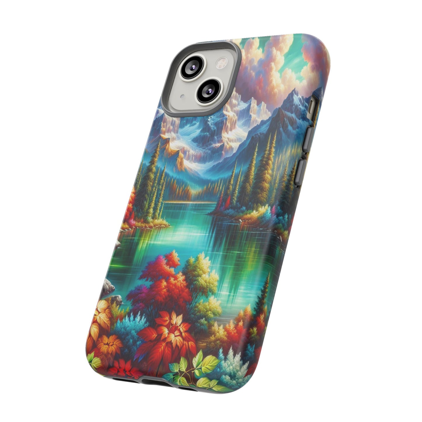 Colorful Mountain Lake Scene - Phone Case