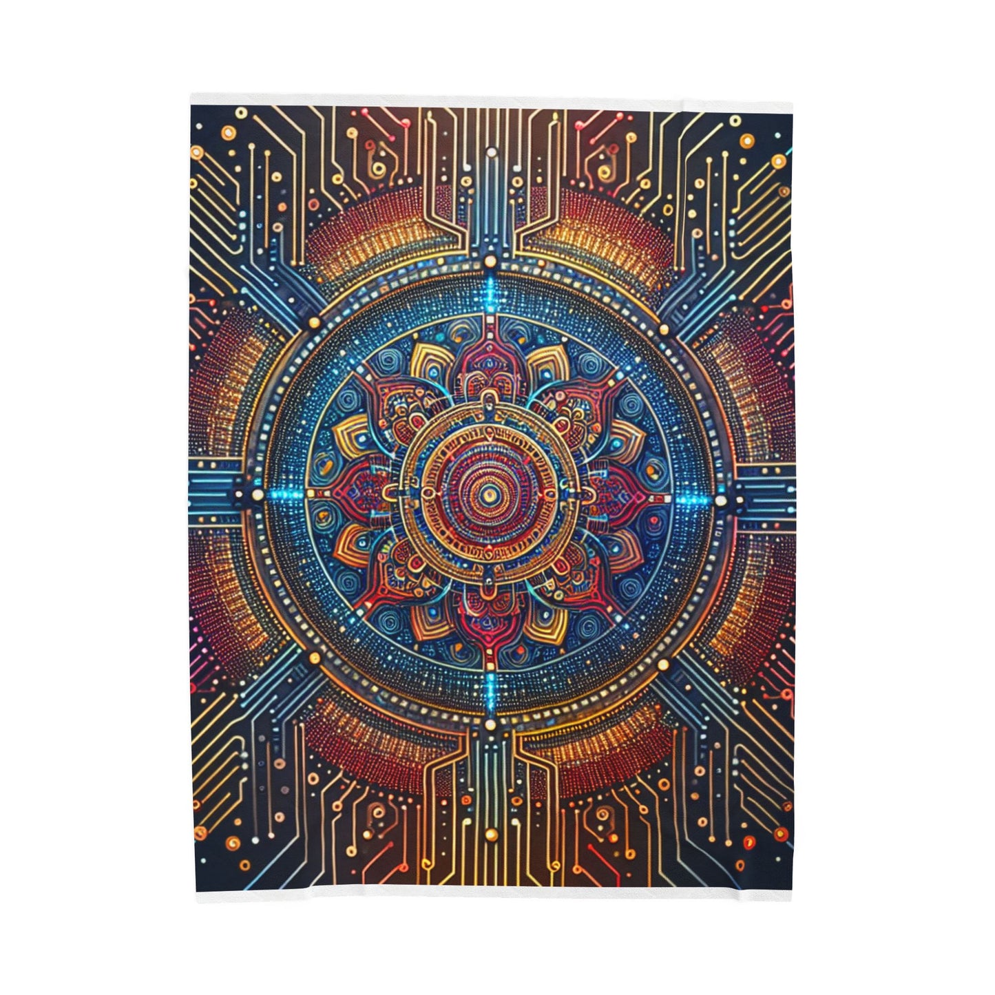 Circuit Mandala Design - Plush Blanket