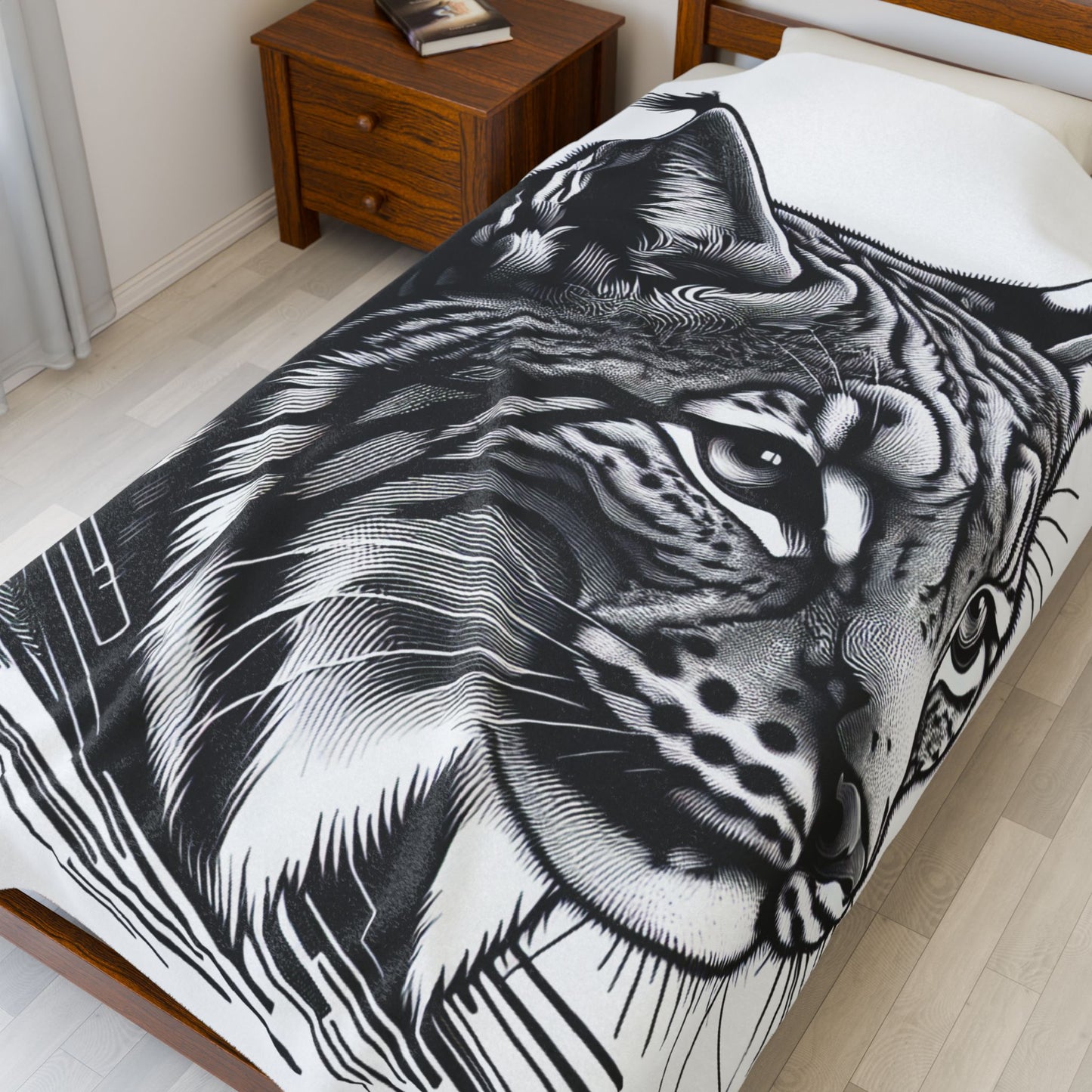 Monochrome Majesty of the Wild- Plush Blanket