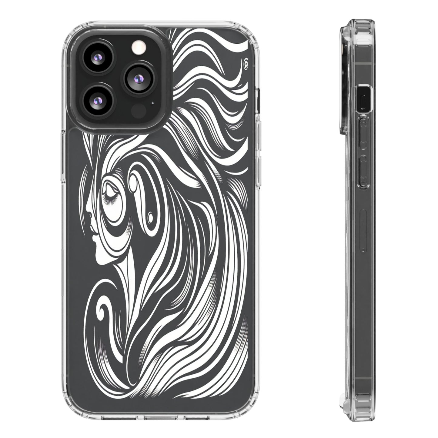 Transparent Flowing Contours Iphone Case Compatible With Iphone 16 15 14 - Clear Phone Cover