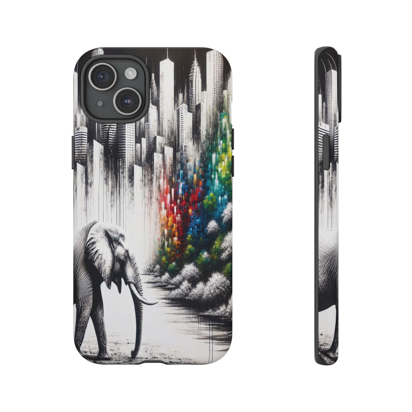Protective Elephant's Journey Through the Cityscape Iphone Case Compatible With Iphone 16 15 14 - Phone Cover