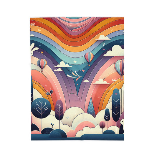 Balloons and Rabbits in a Pastel Paradise - Plush Blanket