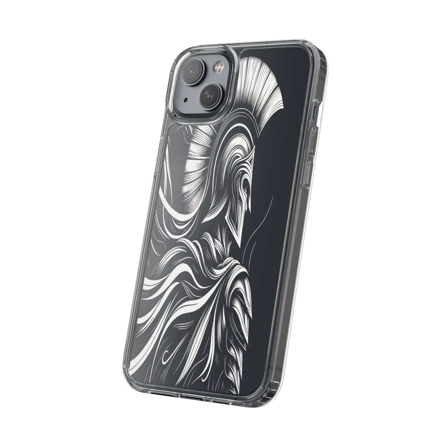 Transparent Helmeted Sentinel in Monochrome Motion Iphone Case Compatible With Iphone 16 15 14 - Clear Phone Cover