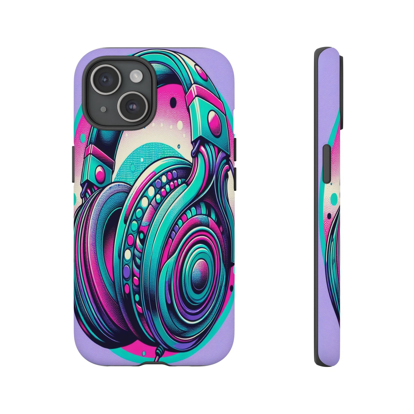 Custom ProtectiveHeadphone Vibes in Electric ColorsIphone Case Compatible With Iphone 16 15 14 - Phone Cover