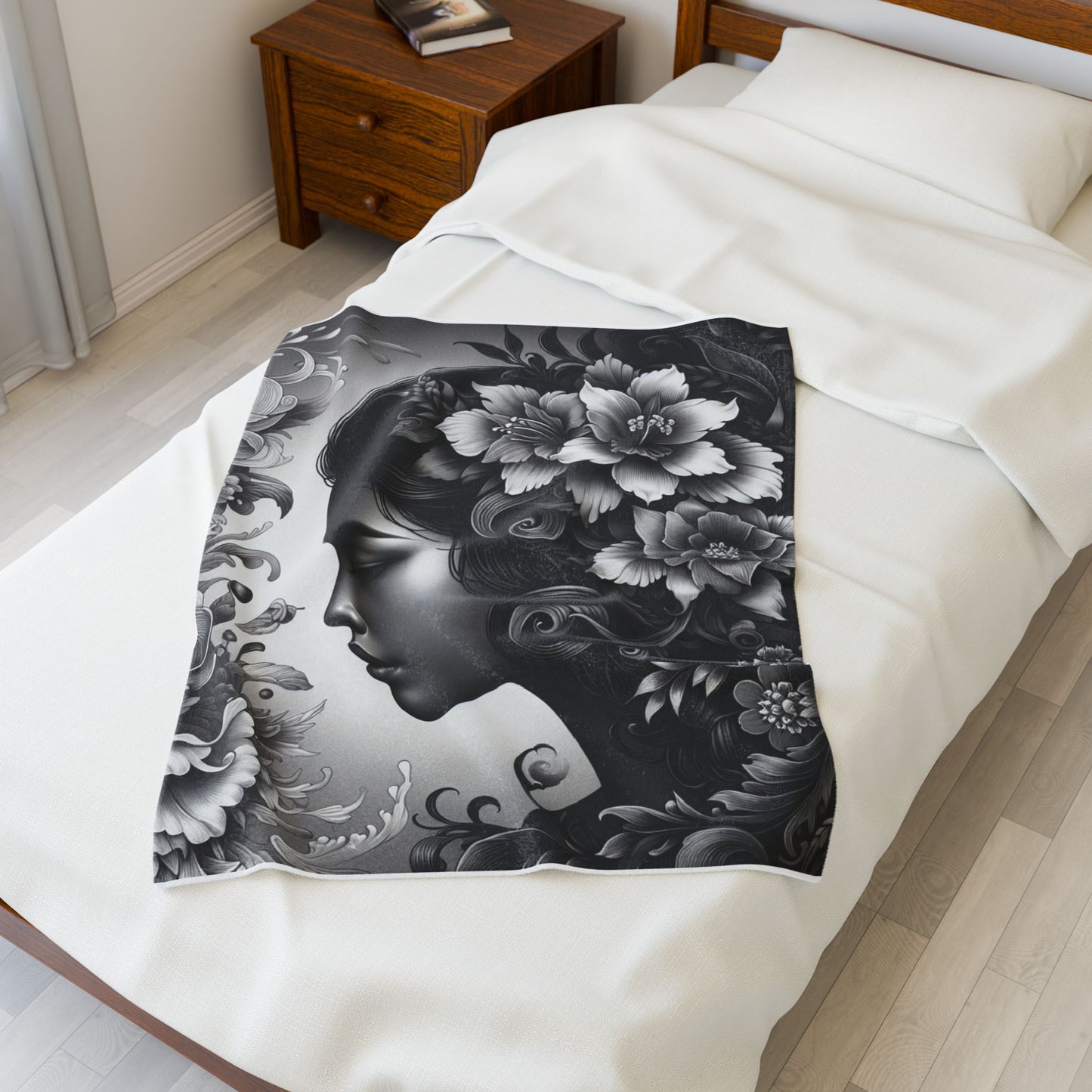 Monochrome Garden Whisper- Plush Blanket