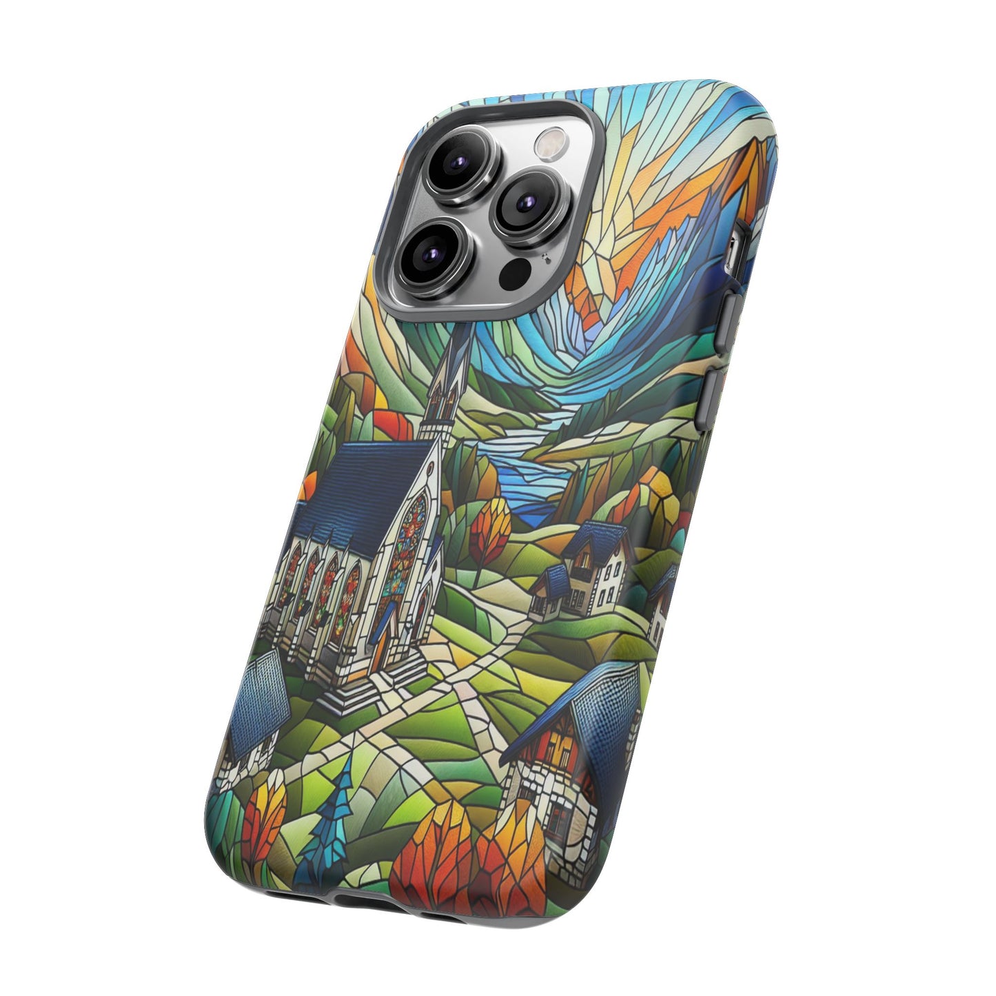 Stained Glass Countryside Scene - Phone Case