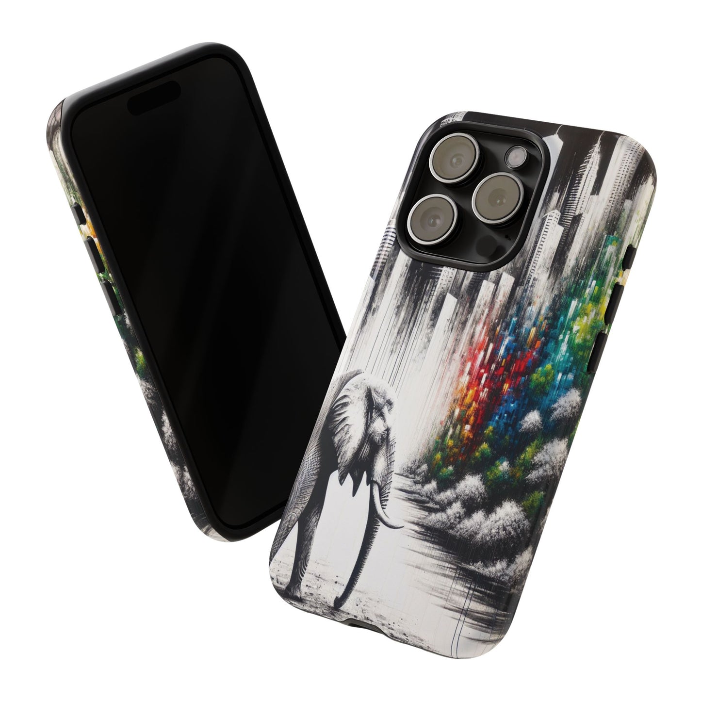 Protective Elephant's Journey Through the Cityscape Iphone Case Compatible With Iphone 16 15 14 - Phone Cover